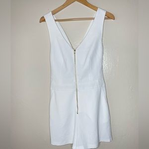 Trina Turk white Crape Crisscross zipped front Romper